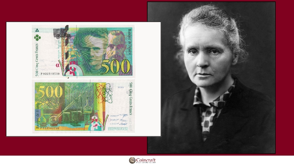 French Francs dedicated to Marie Curie (former physicist and chemist) - Coincraft
